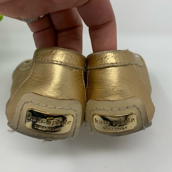 Kate Spade Gold Woven Loafers Size 7 - Picture 8 of 16